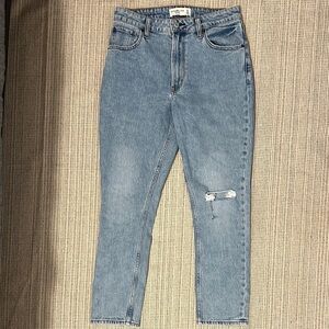 Abercrombie & Fitch Blue Ankle Cropped Jeans with Distressed Detail